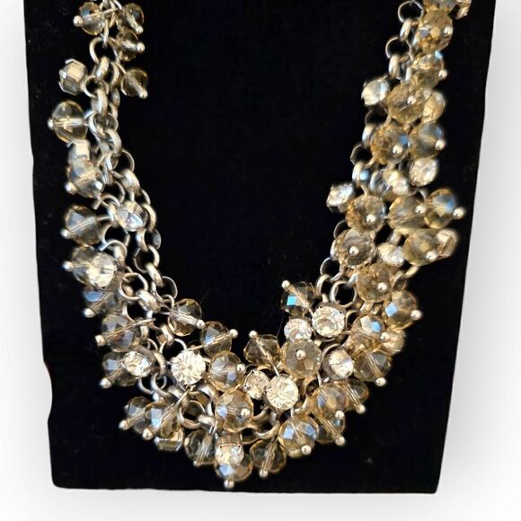 Rhinestone and Bead Cluster Necklace - Picture 2 of 6